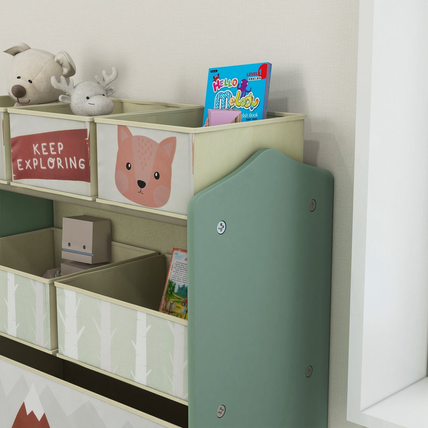 Kids Storage Unit, Toy Storage Organiser, with Six Fabric Bins