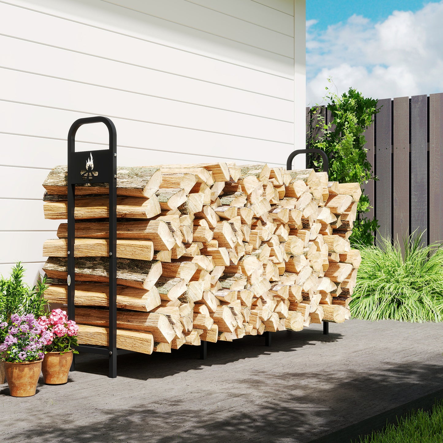 6.5 FT Steel Firewood Log Rack with 300 kg Capacity