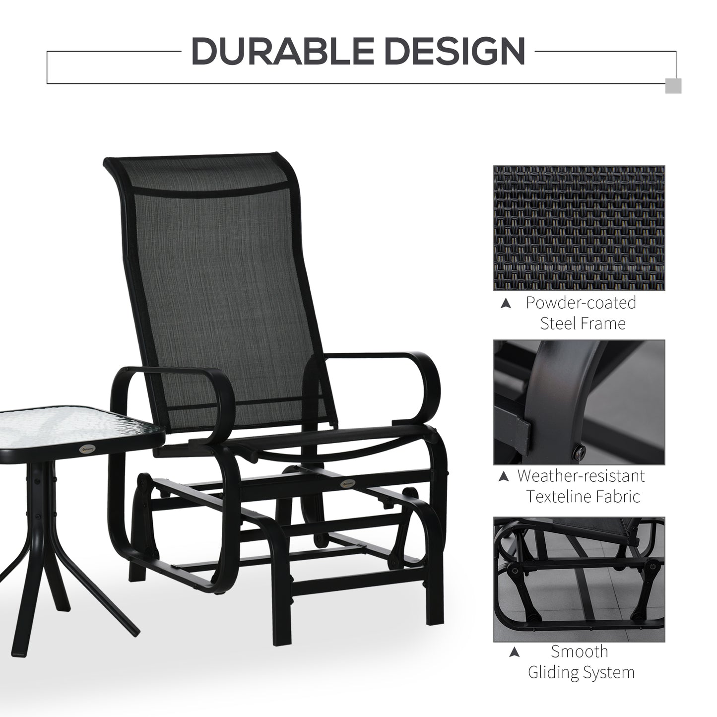 3 Pieces Garden Gliding Chair Set