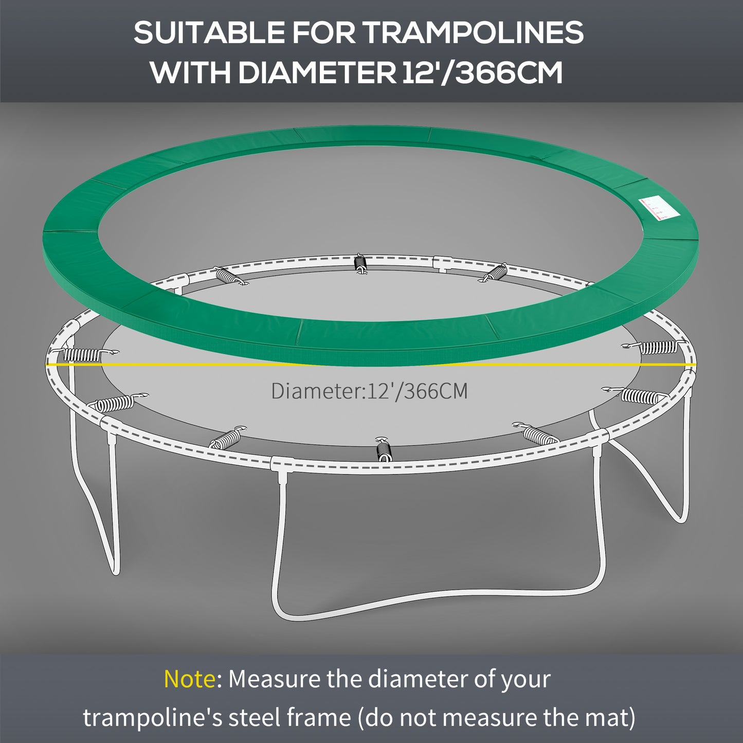 12FT Replacement Trampoline Pad Thick Foam Safety Φ366cm Spring