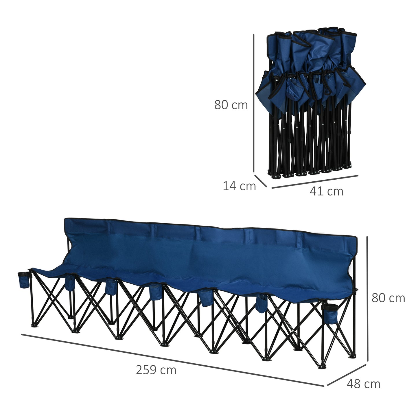 6 Seater Folding Camping Chair with Cup Holder & Carry Bag