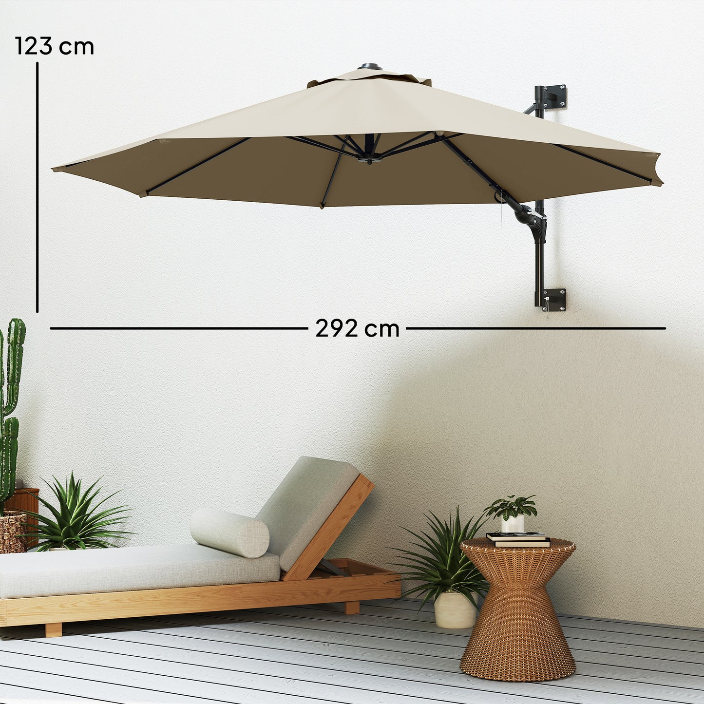 3(m) Wall-Mounted Parasol Shade, with Handle