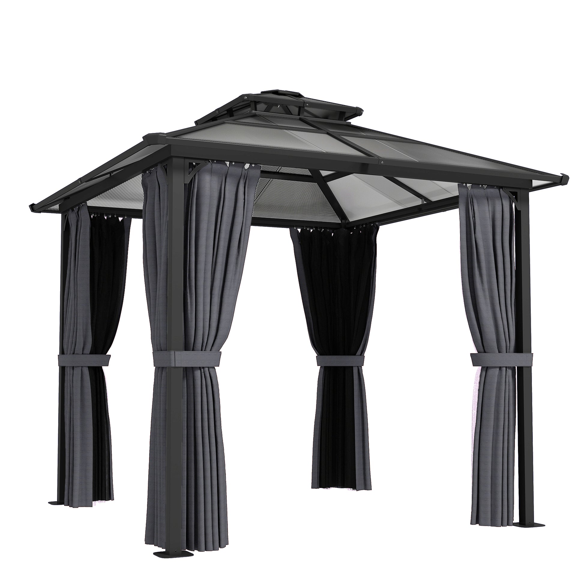 2.5 x 2.5 m Hardtop Gazebo Canopy with Double PC Roof