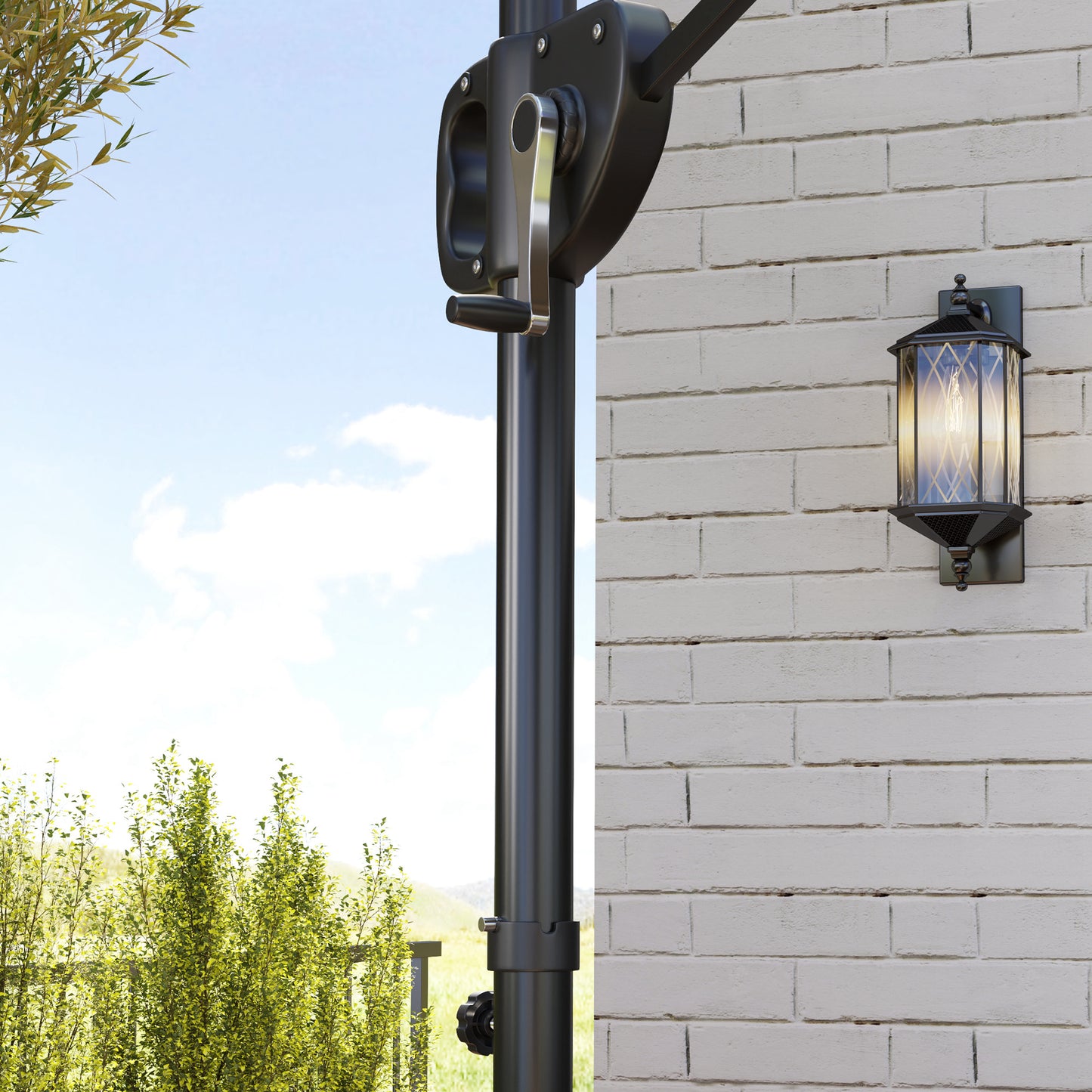 Cantilever Parasol with Weighted Base Double Top Garden Parasol