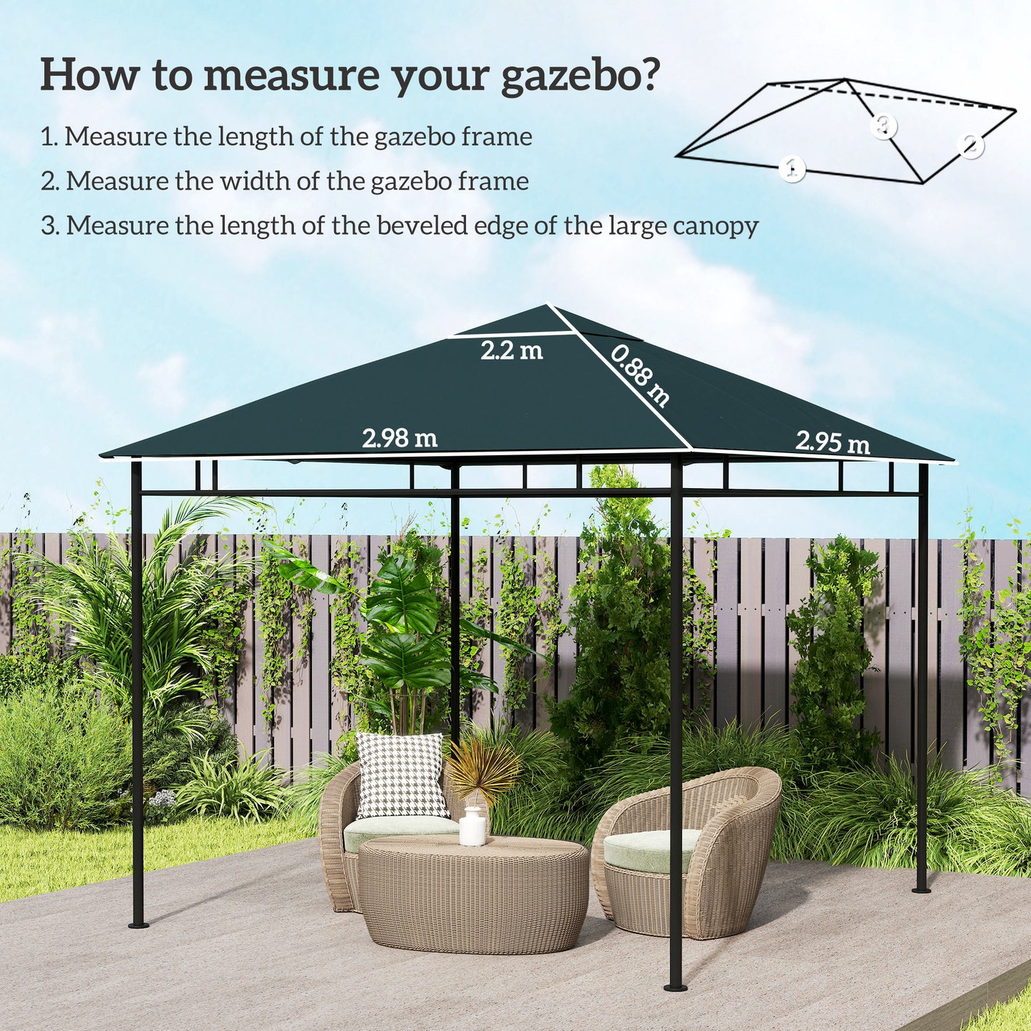 3 x 3 m Gazebo Canopy Replacement Cover
