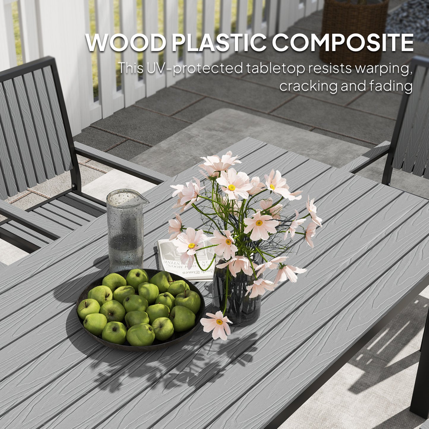 6 Seater Garden Dining Set with Stackable Chairs, Aluminium Frame