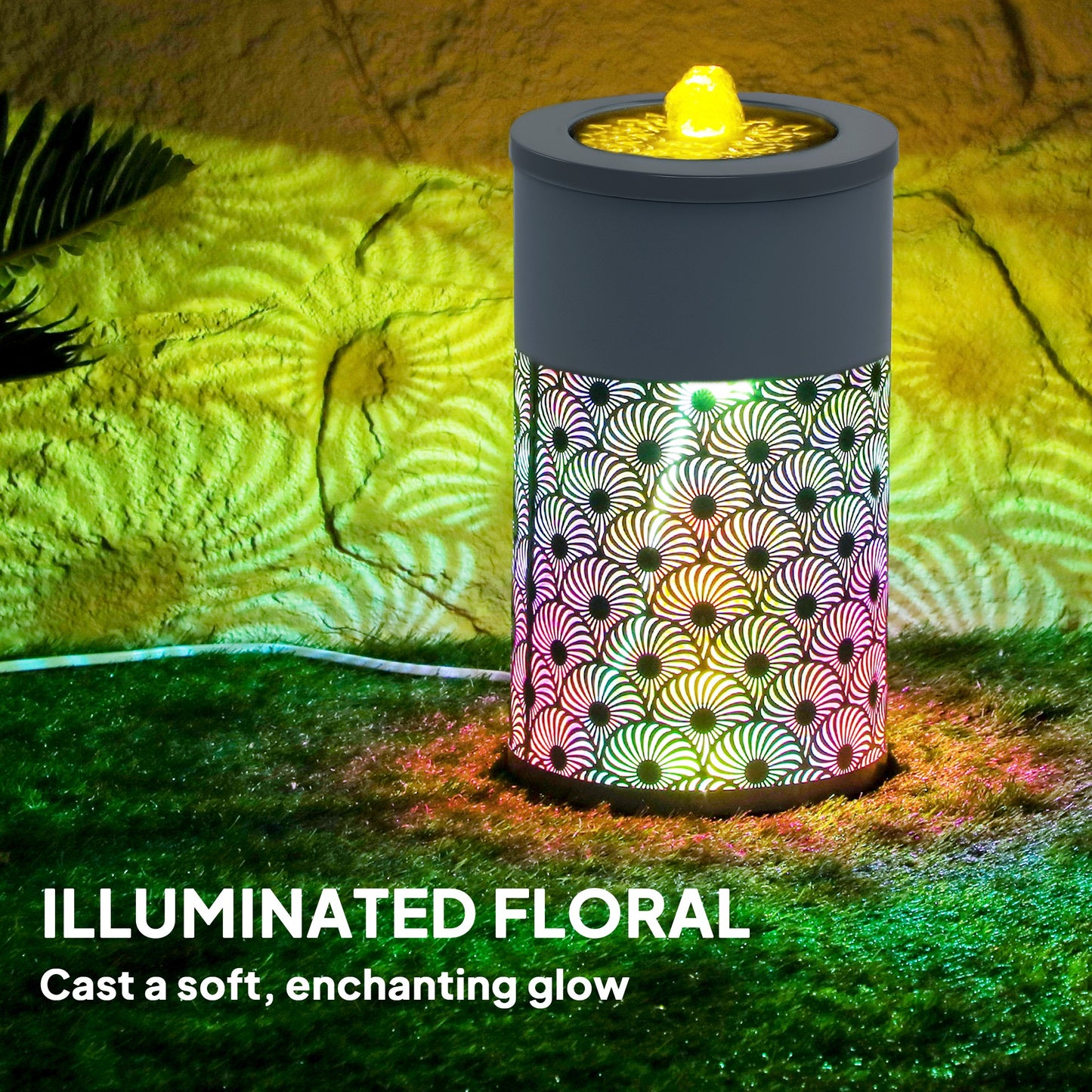 30 cm Tall Garden Waterfall Fountain with LED Lights and Pump