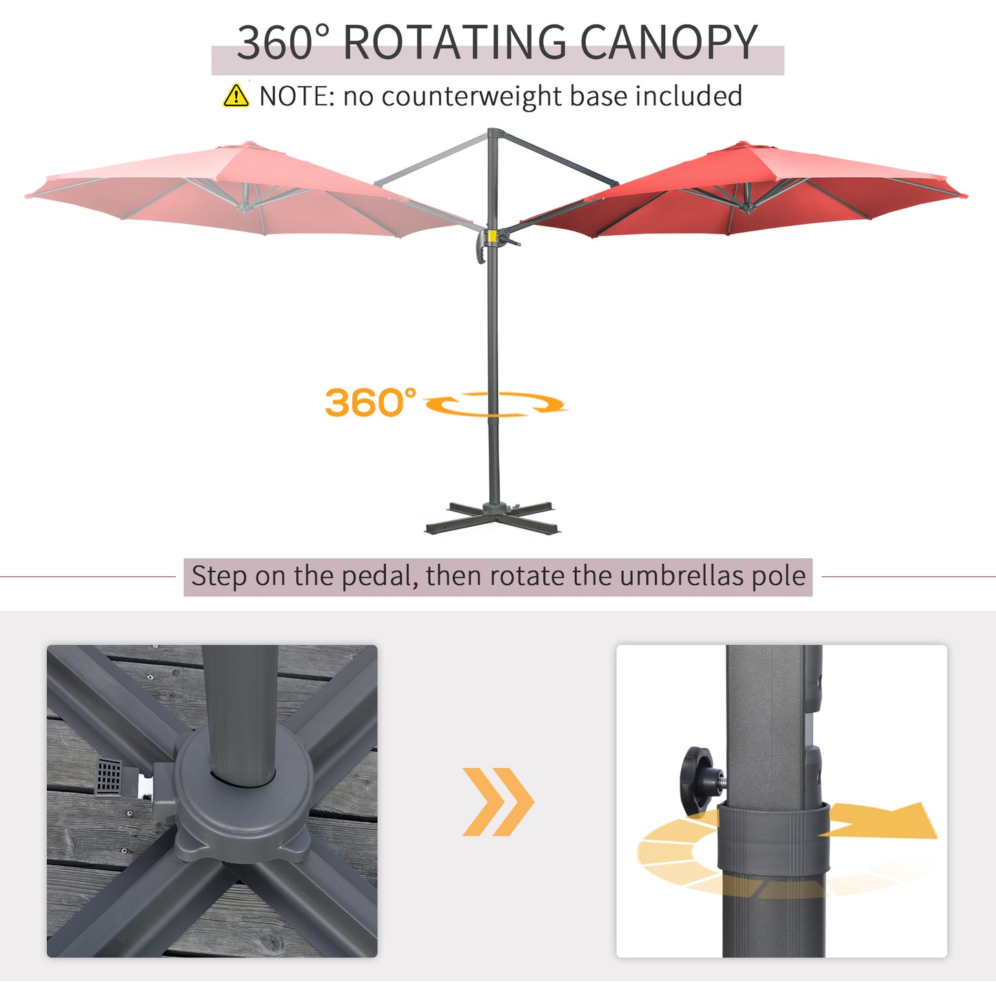 3 x 3(m) Cantilever Parasol with Cross Base Crank Handle