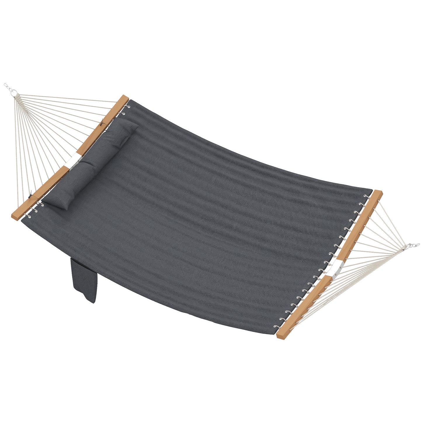 Double Hammock 2 Person Swing Bed with Spreader Bars, Pillows, Pad