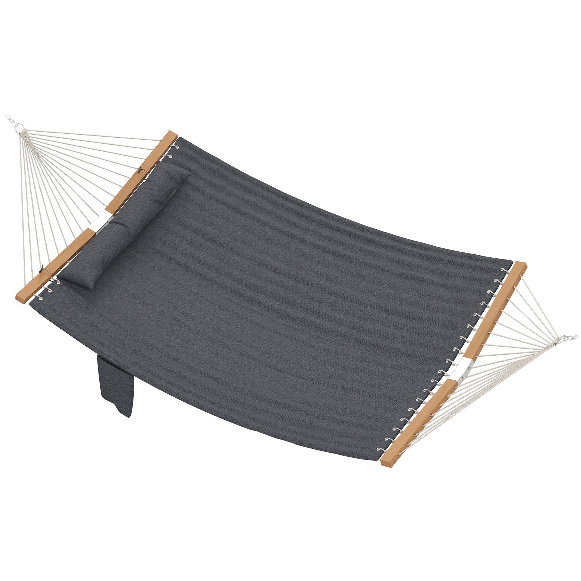 Double Hammock 2 Person Swing Bed with Spreader Bars, Pillows, Pad