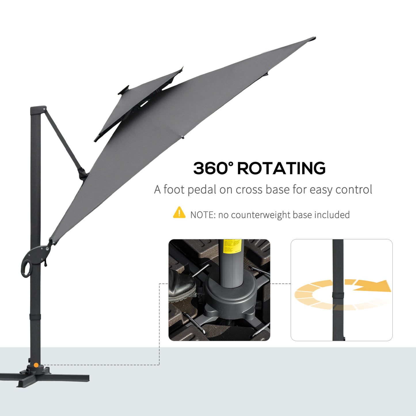 3 x 3(m) Aluminum Sun Square Canopy Top w/ Adjustable Pole Angle