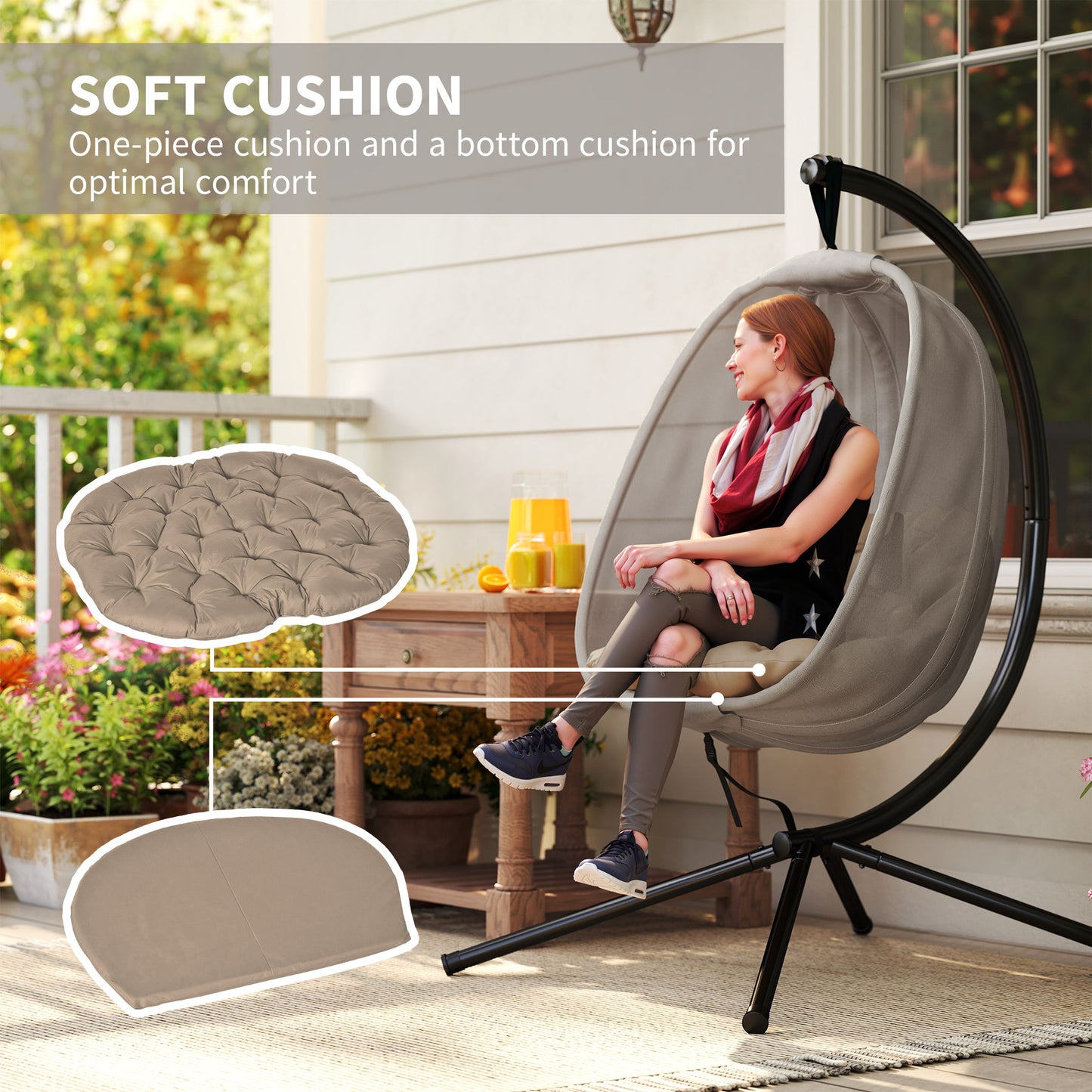 Hanging Egg Chair, Folding Texteline Swing Hammock with Side Pocket