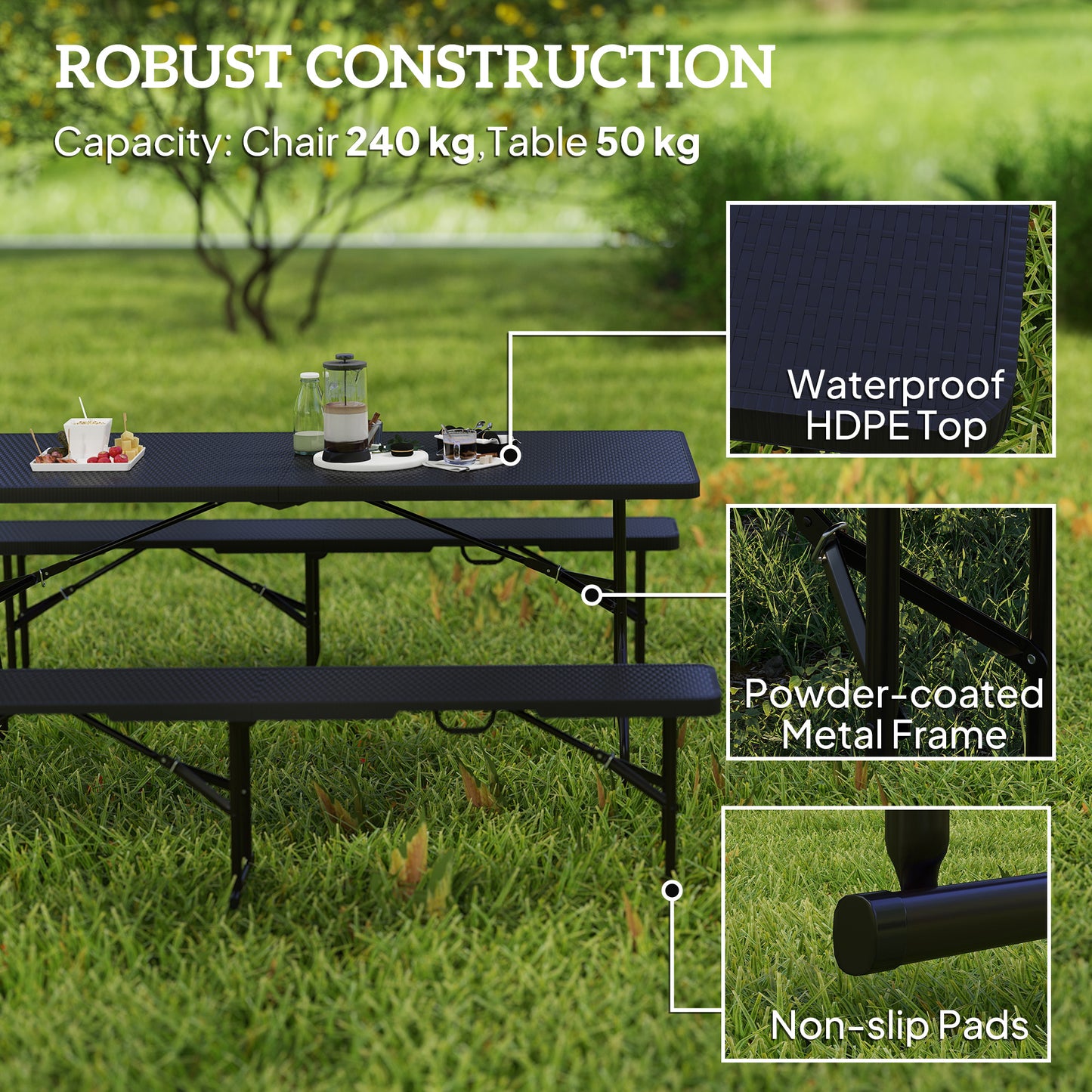 Folding Picnic Table and Bench Set
