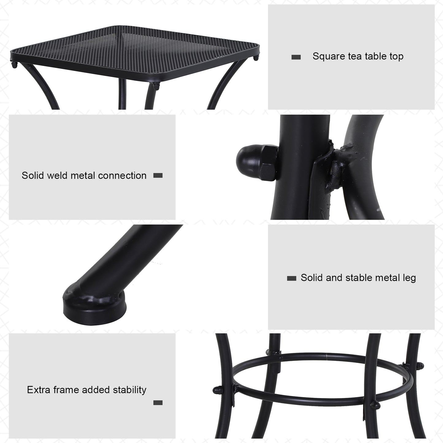 Square Garden Metal Bistro Table Outdoor Patio Coffee Side Desk