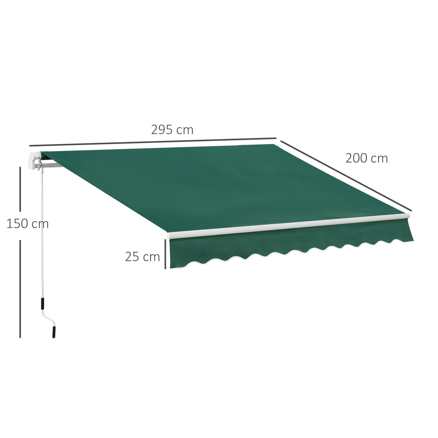 Awning Canopy Manual Retractable Porch Sun Shade Shelter 3 x 2m