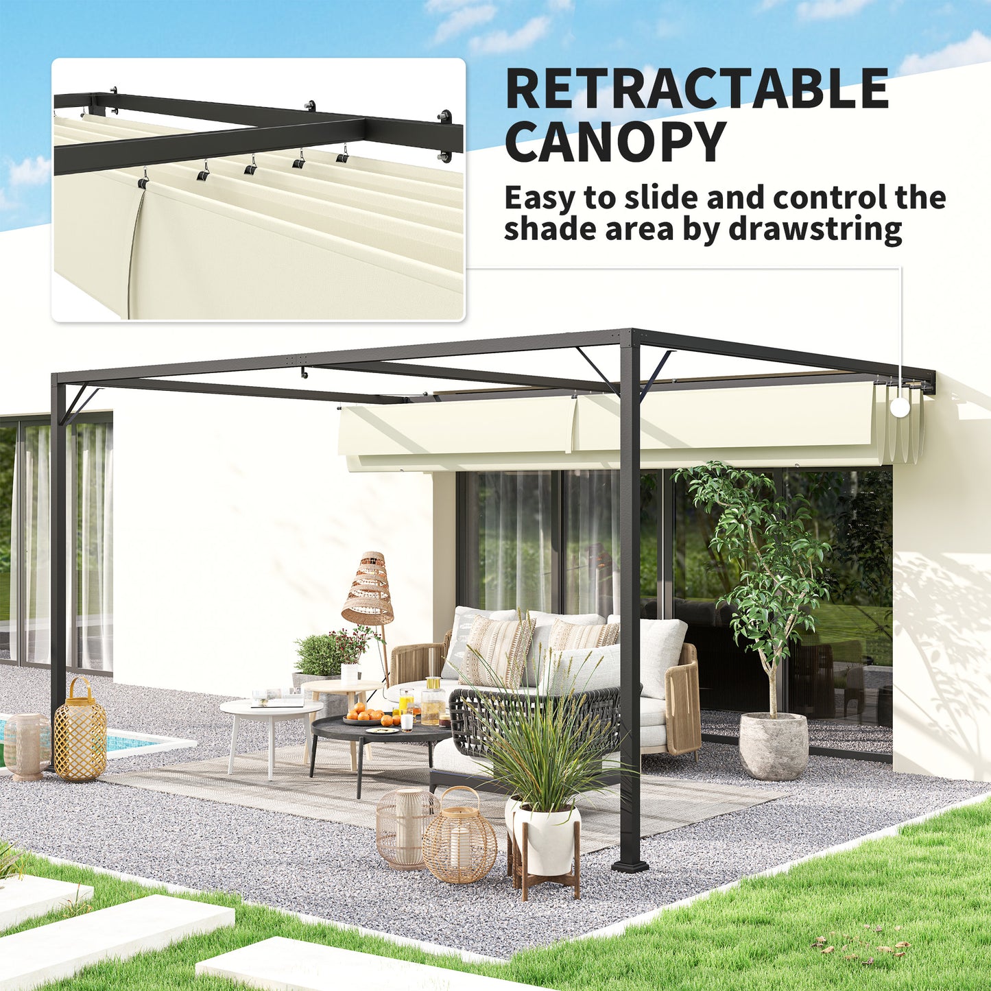 4 x 3 m Pergola, with Sliding Canopy