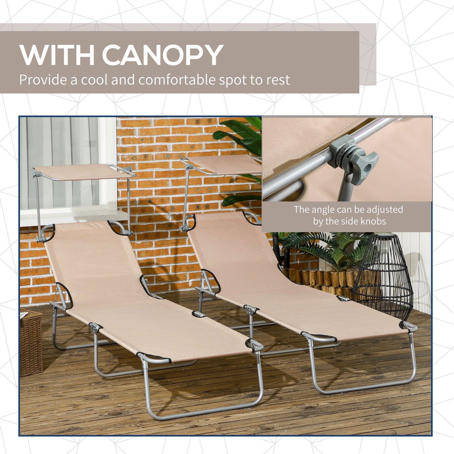 Folding Sun Lounger with Canopy