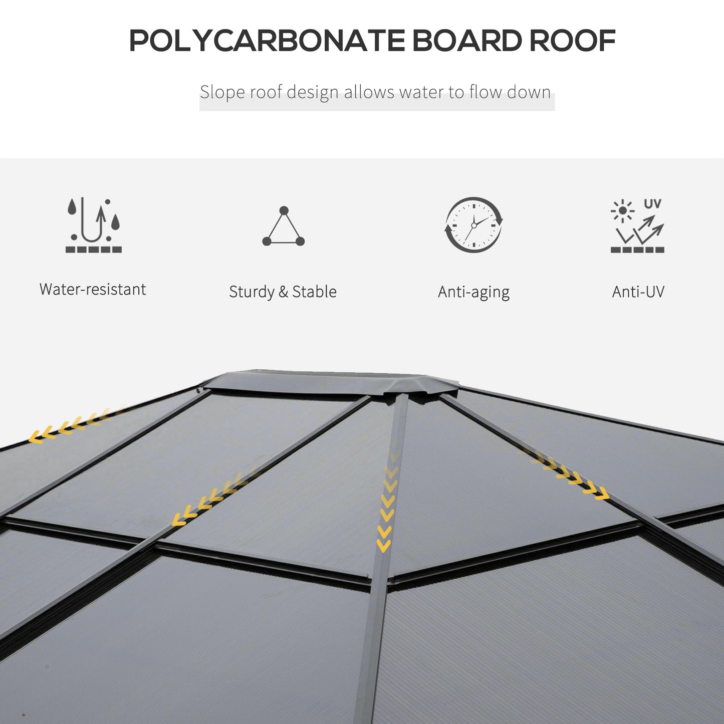 3 x 3.6m Hardtop Gazebo Canopy with Polycarbonate Roof