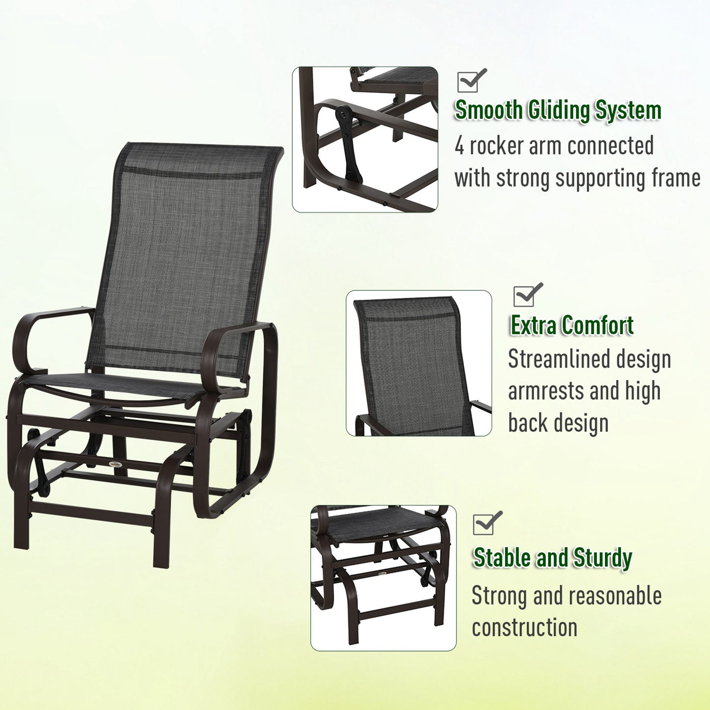 3 Pieces Garden Gliding Chair Set