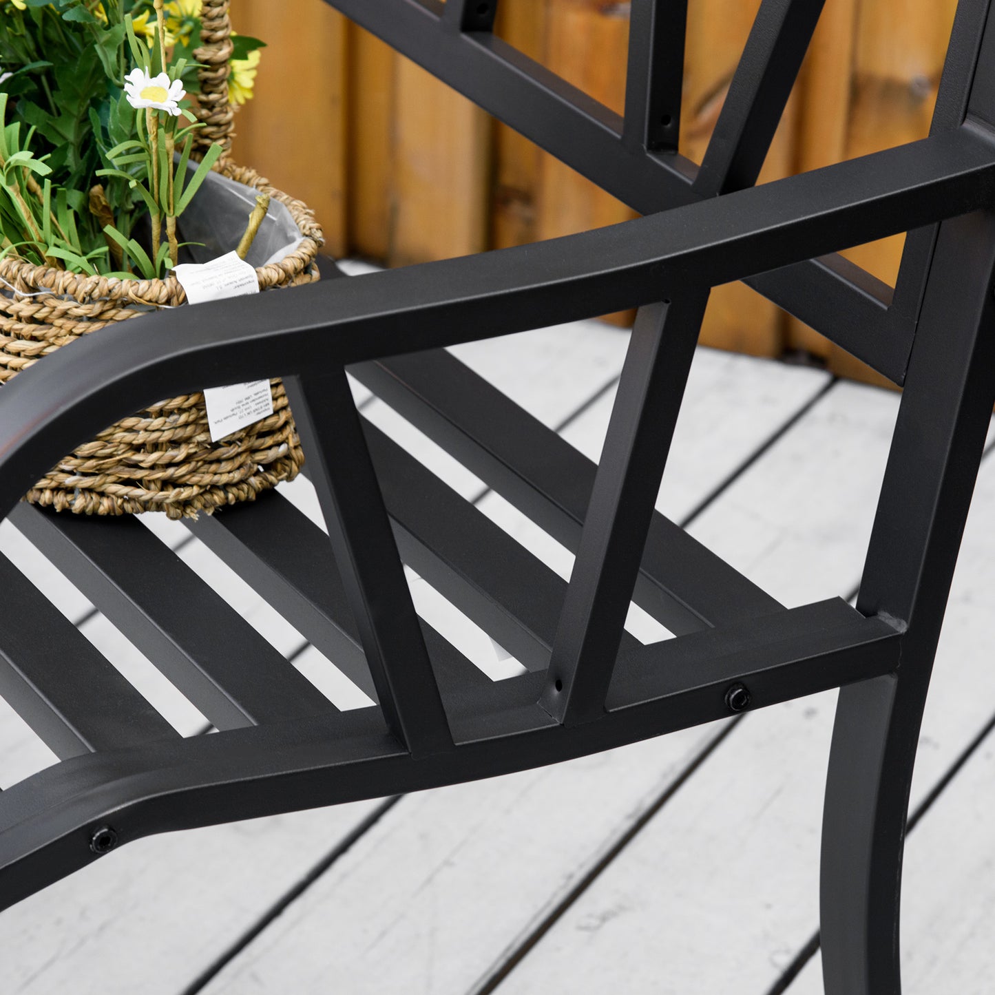 2-Seater Garden Bench with Cushion, Metal Loveseat