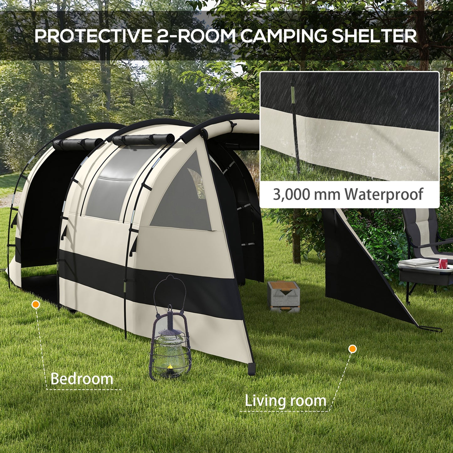 Four Man, Two Room Blackout Tent, with Accessories