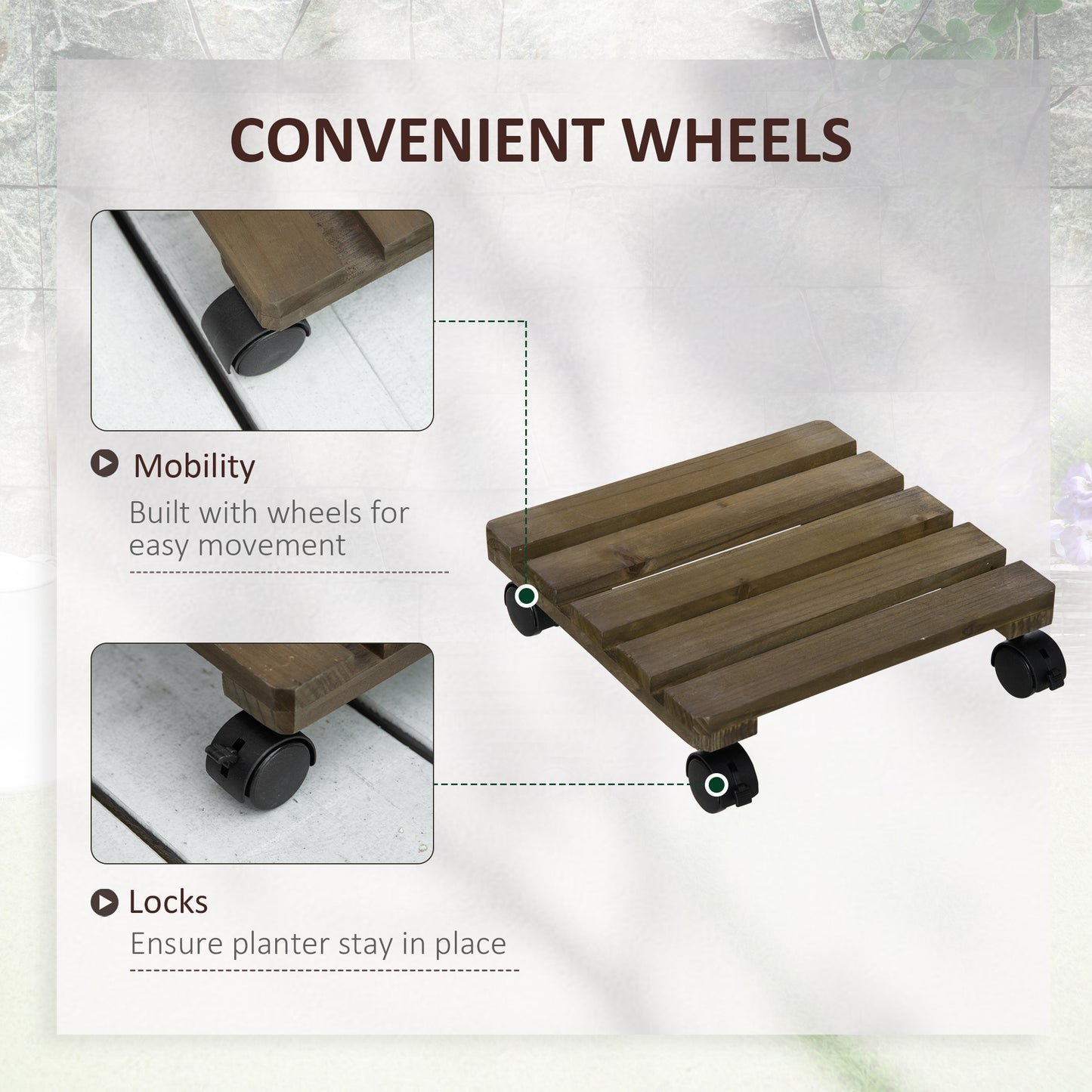 2 Pack Plant Caddy with Wheels