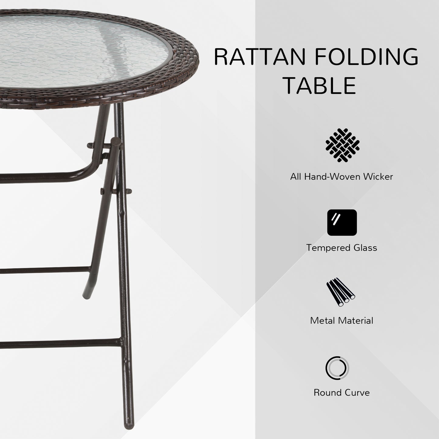 Folding Rattan Garden Dining Table