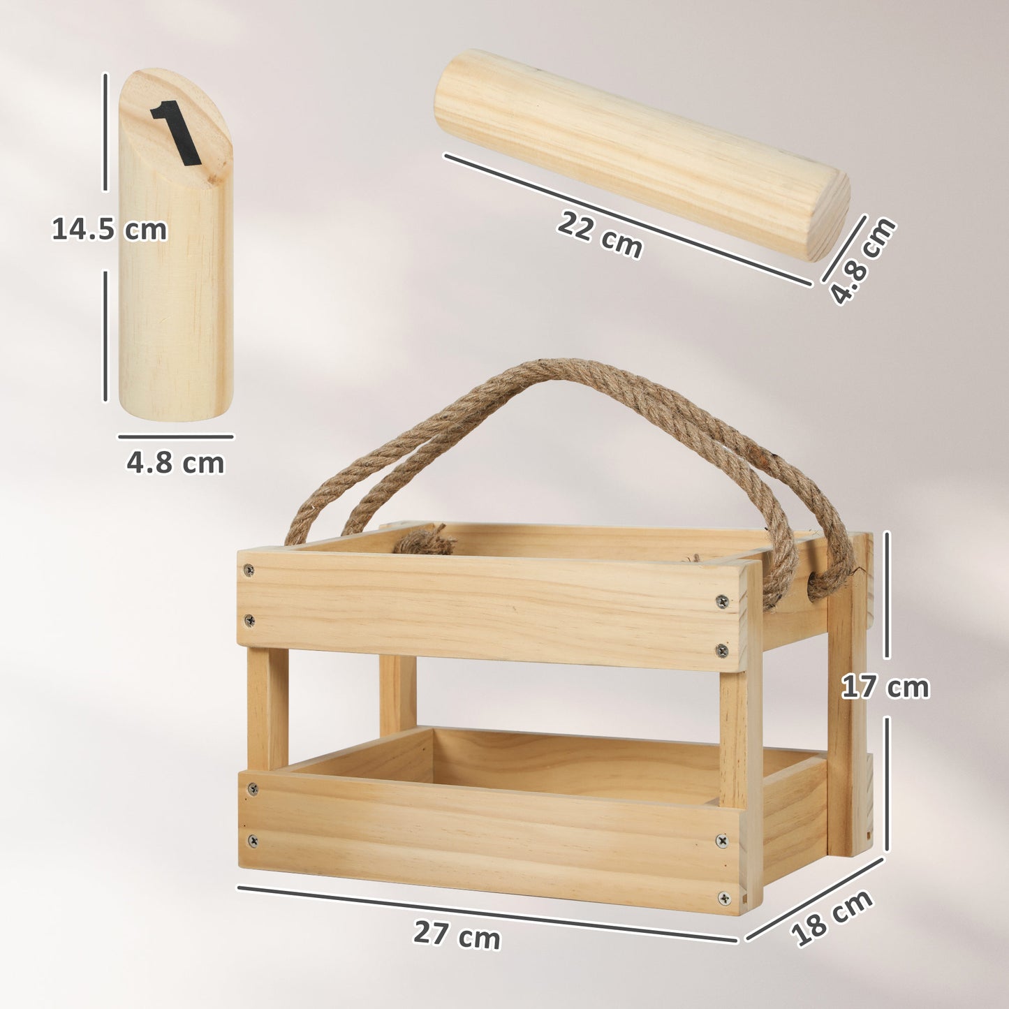 Molkky Game, Wooden Skittles Throwing Game with 12 Skittles