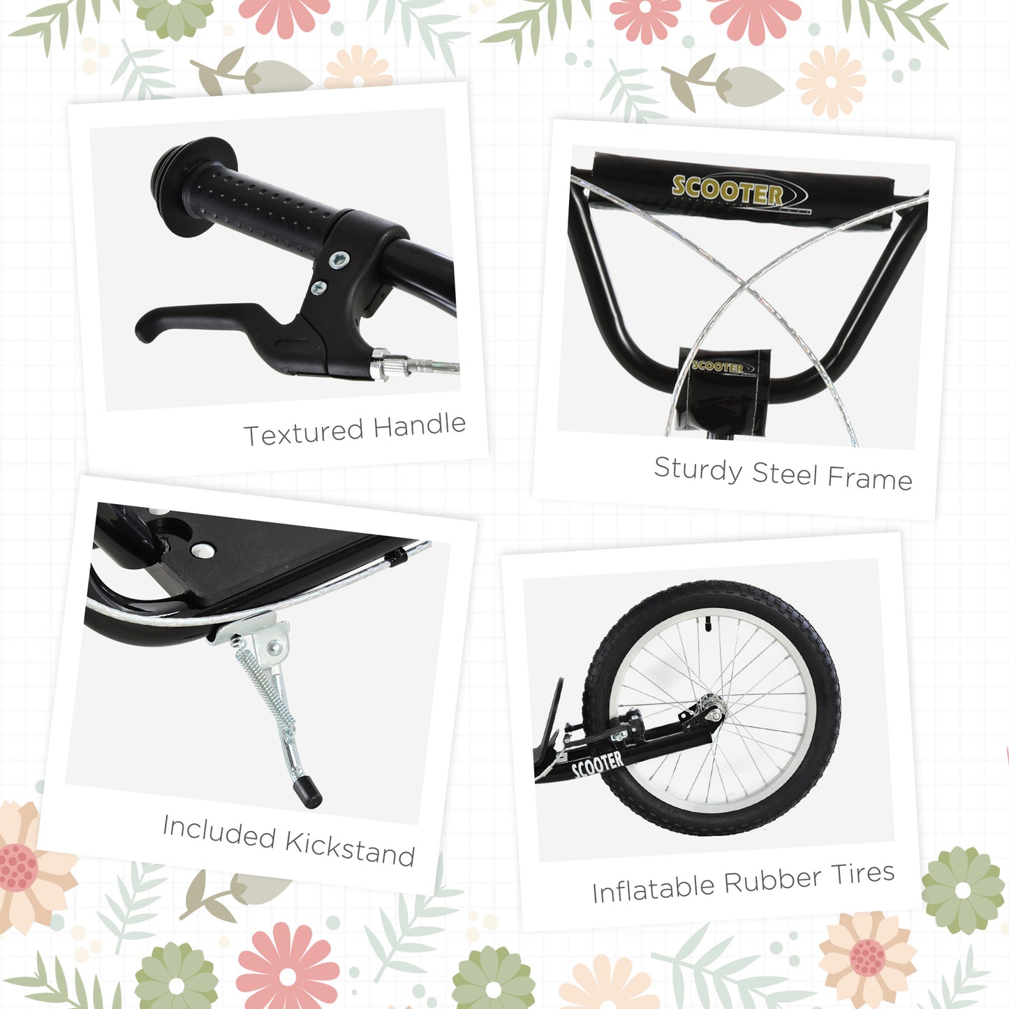 Kick Scooters for Kids with Adjustable Height, Anti-Slip Deck