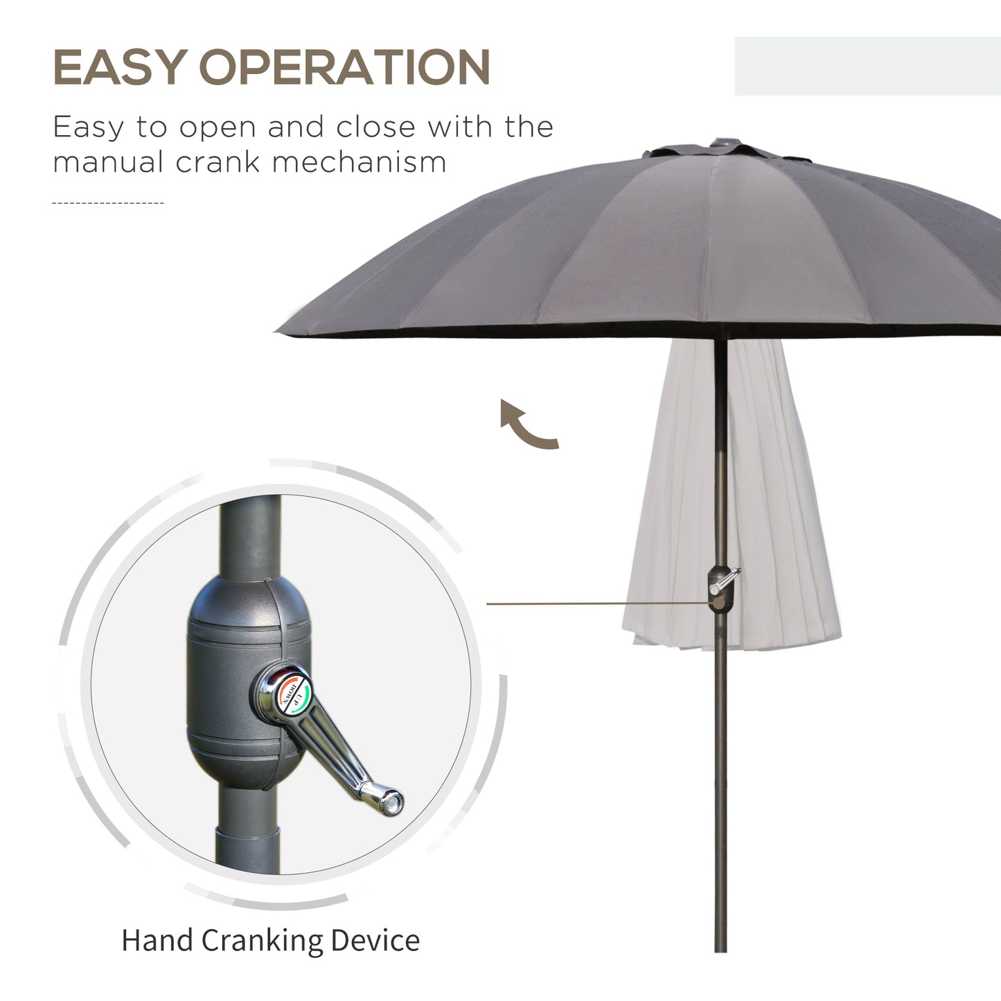 2.5m Shanghai Garden Parasol Umbrella with Crank & Tilt (1)