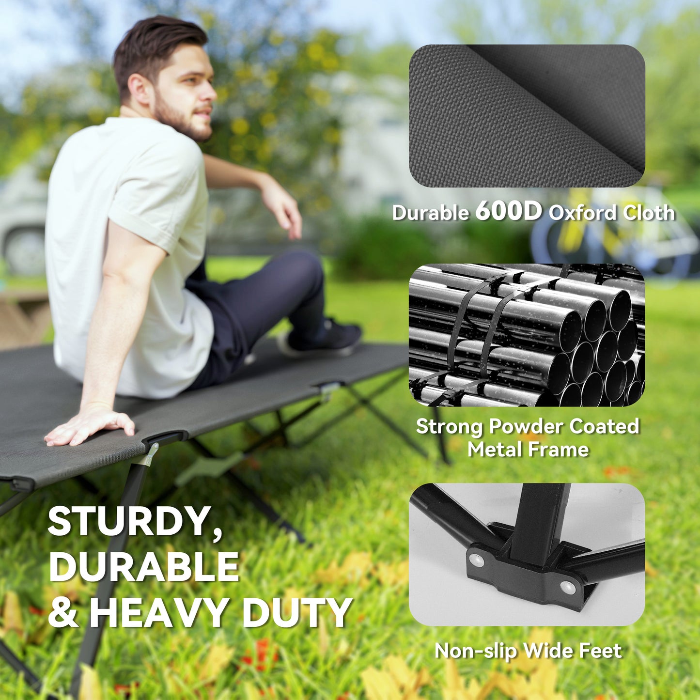 Double Camping Cot Bed, with Bag