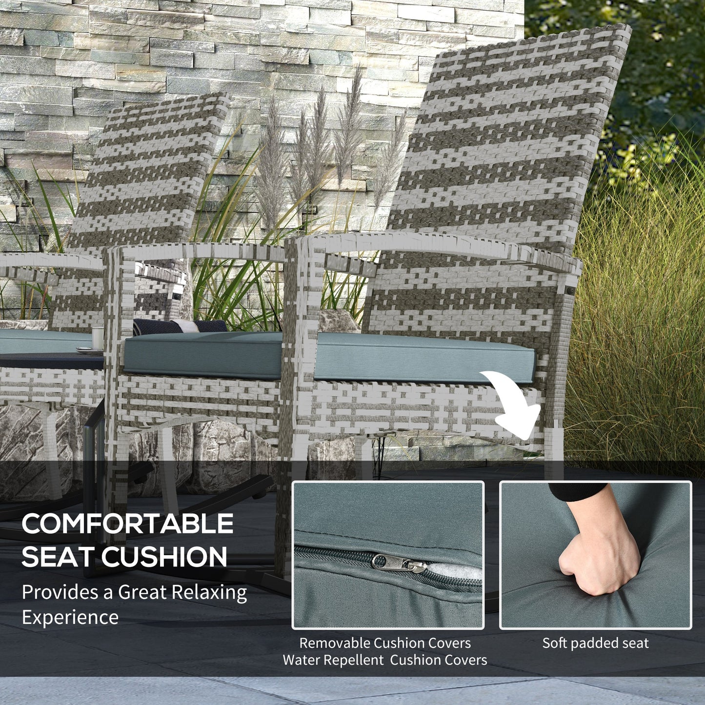 Outdoor PE Rattan Rocking Chair Set of 2