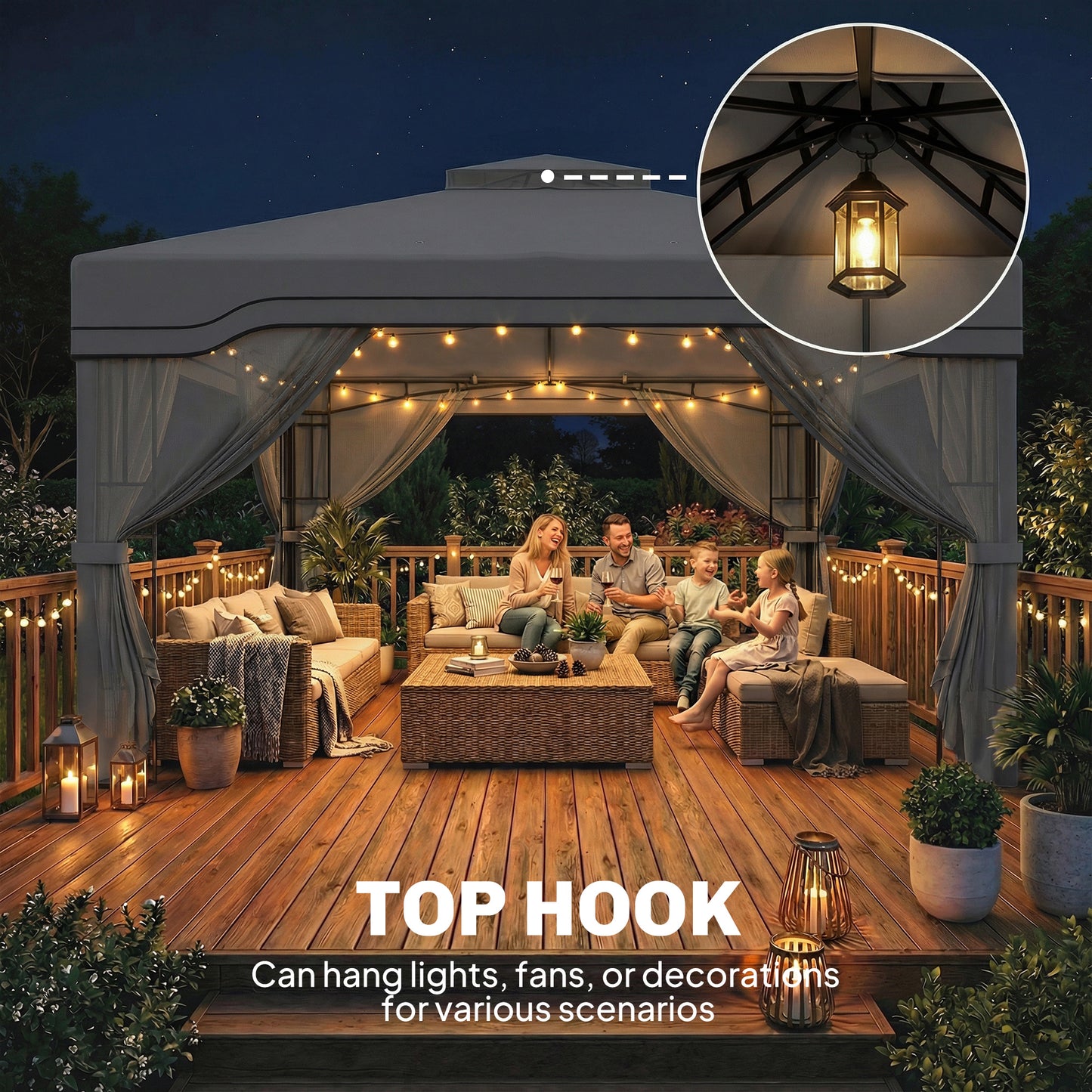 3 x 3.6 m Outdoor Garden Gazebo with Post Shelves