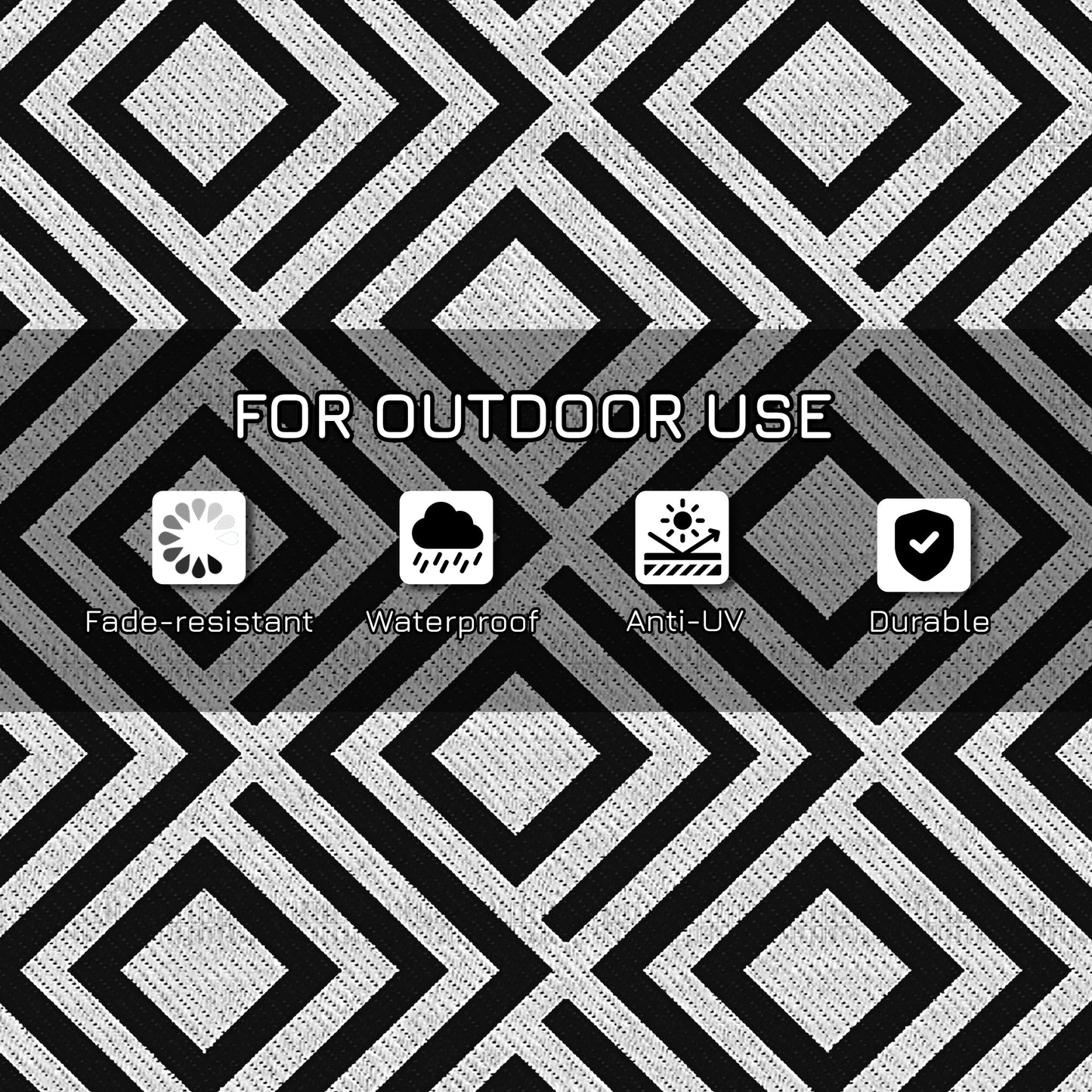 Reversible Outdoor Rug, Plastic Straw Mat w/ Carry Bag Ground Stakes