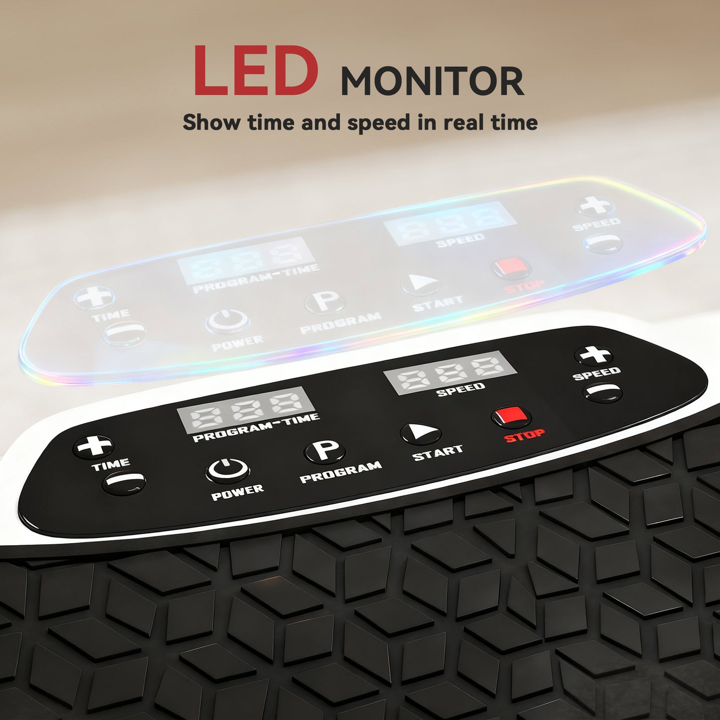 Vibration Plate, with Adjustable/Removable Handle, Preset Modes