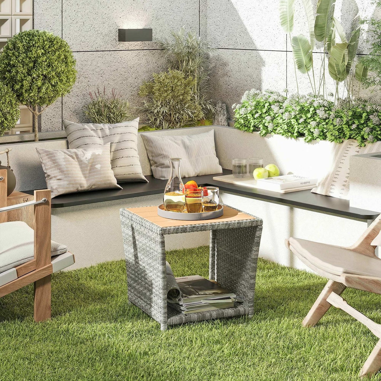 Side Table 2-Tier Outdoor Coffee Table (2)