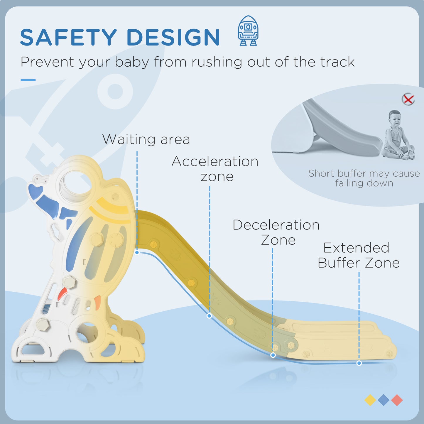 Space-Themed Baby Slide, Indoor Freestanding Kids Slide