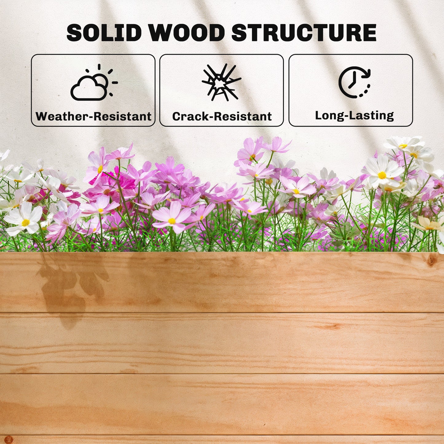 Fir Wood 171 x 39 cm Planter and Trellis Garden Bed