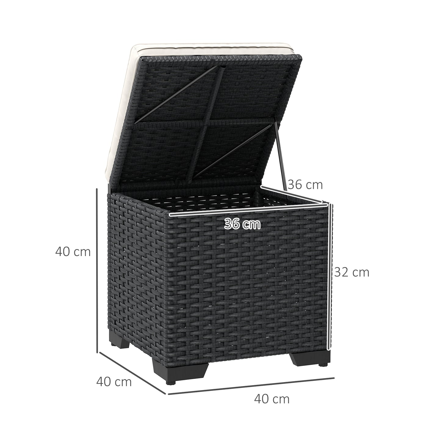 Set of 2 Rattan Storage Ottoman