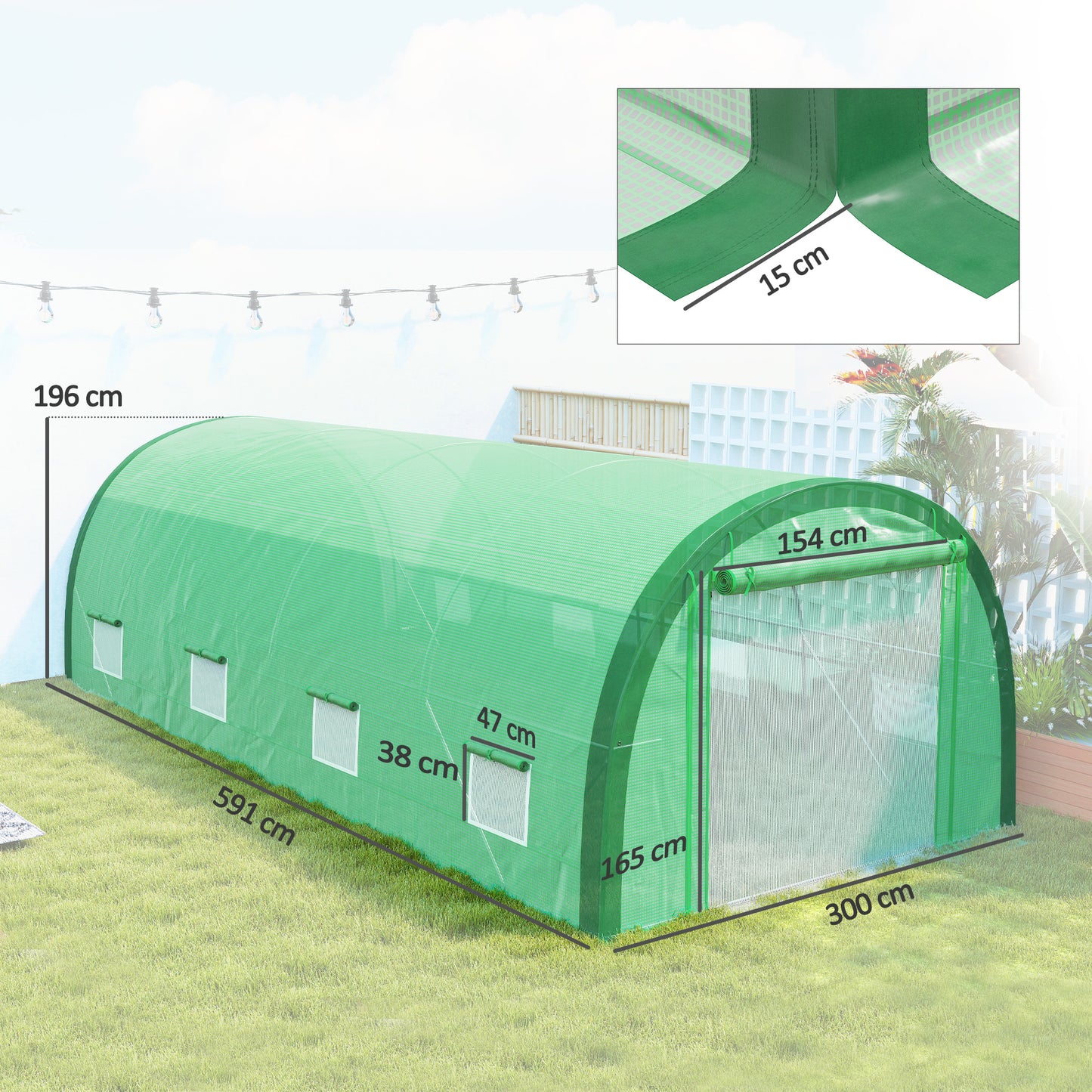 6 x 3(m) Polytunnel Greenhouse with Upgraded Structure