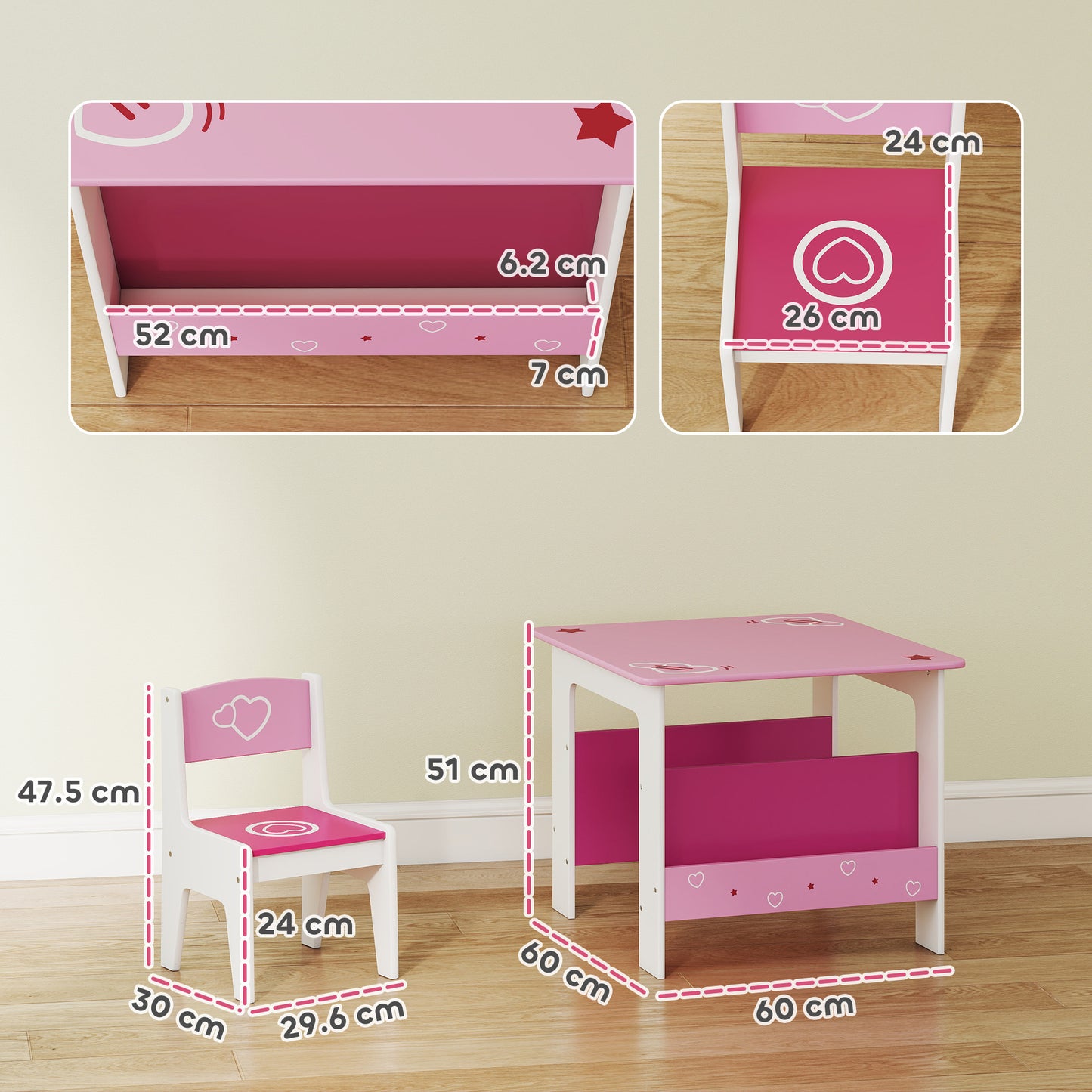 3 Pieces Kids Table and Chair Set