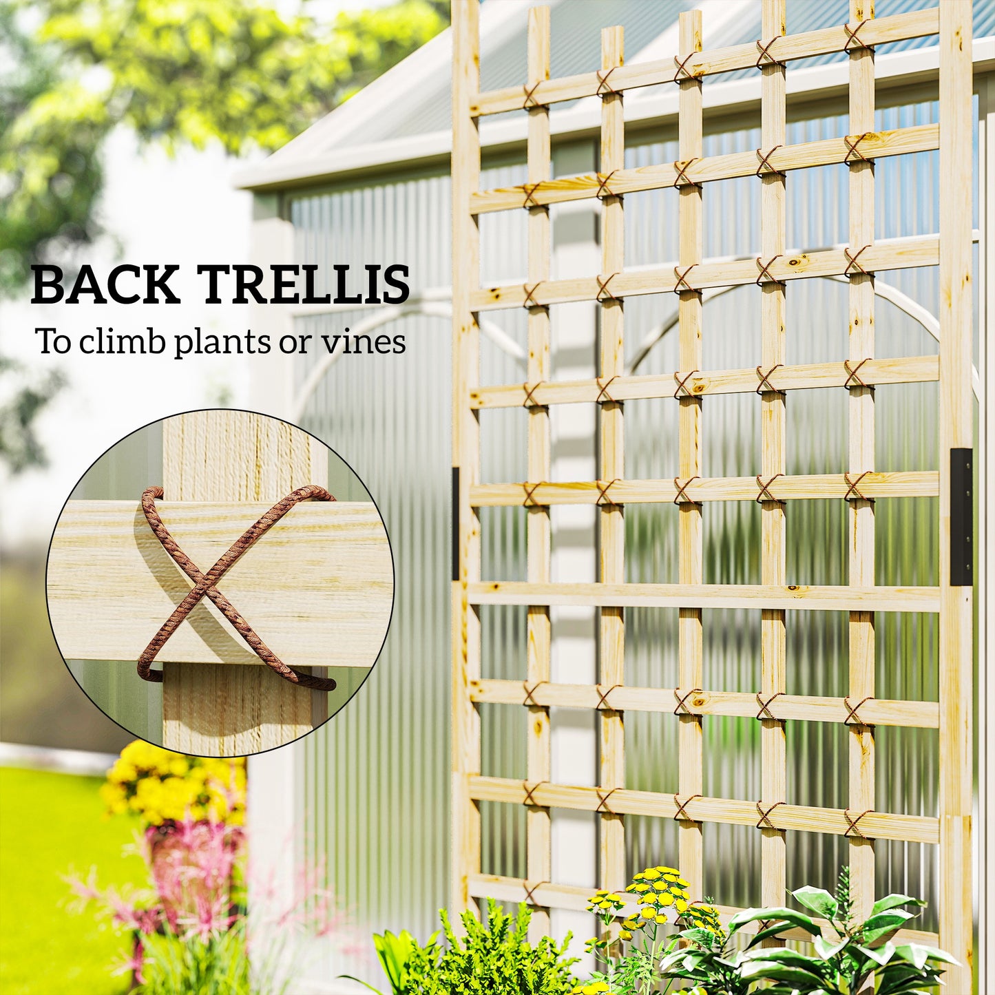 Wooden Trellis Planter, Raised Garden Bed with Wheels