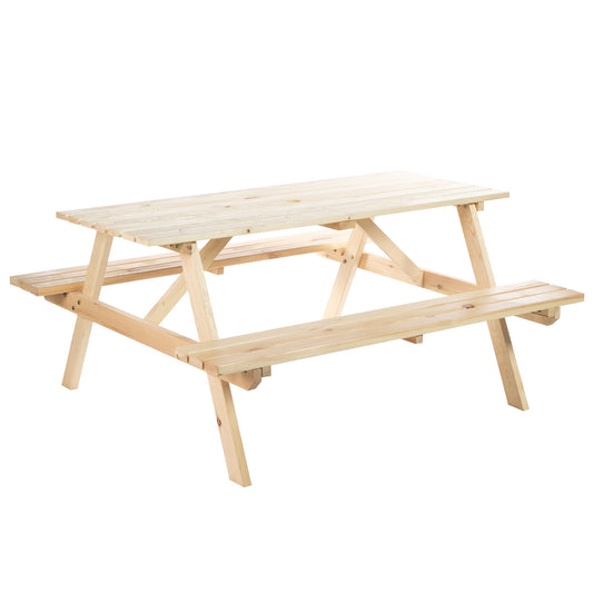 6 Seater Wooden Picnic Table Bench for Outdoor Garden or Patio