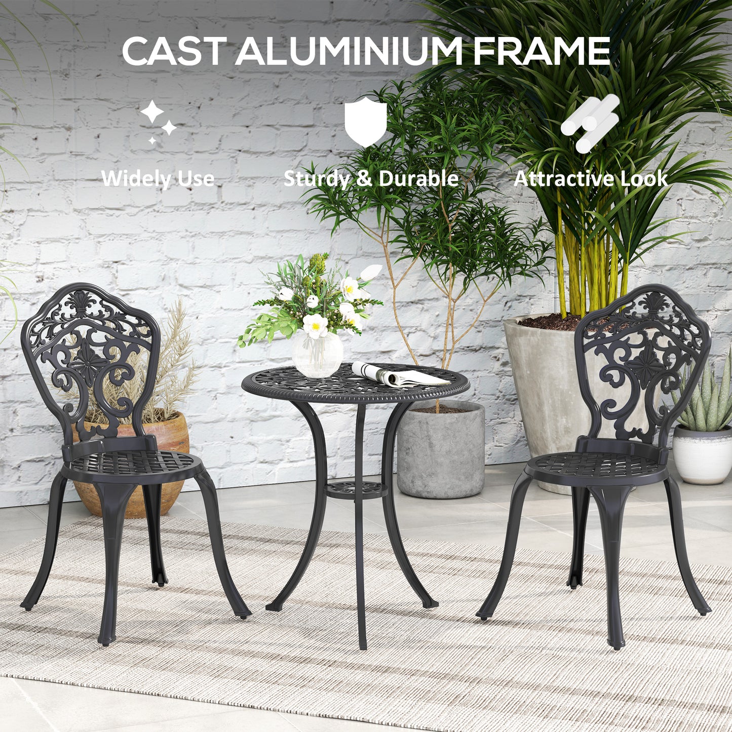 Three-Piece Aluminium Floral Bistro Set
