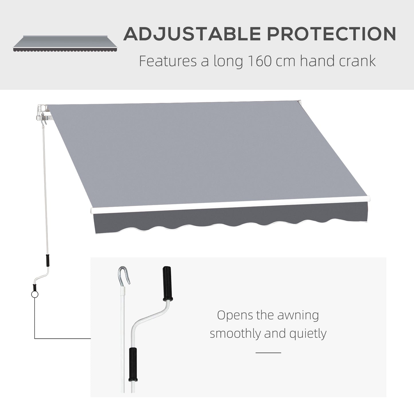 2.5m x 2m Garden Patio Manual Awning Canopy Sun Shade Shelter
