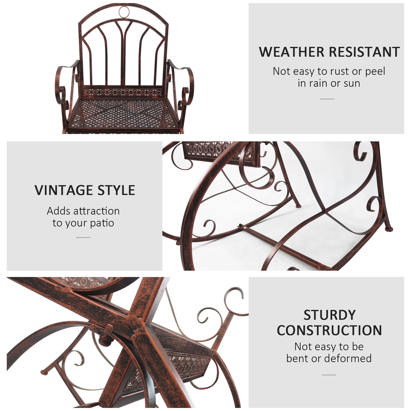Metal Single Chair 1 Seater Garden Outdoor Rocking Chair Vintage
