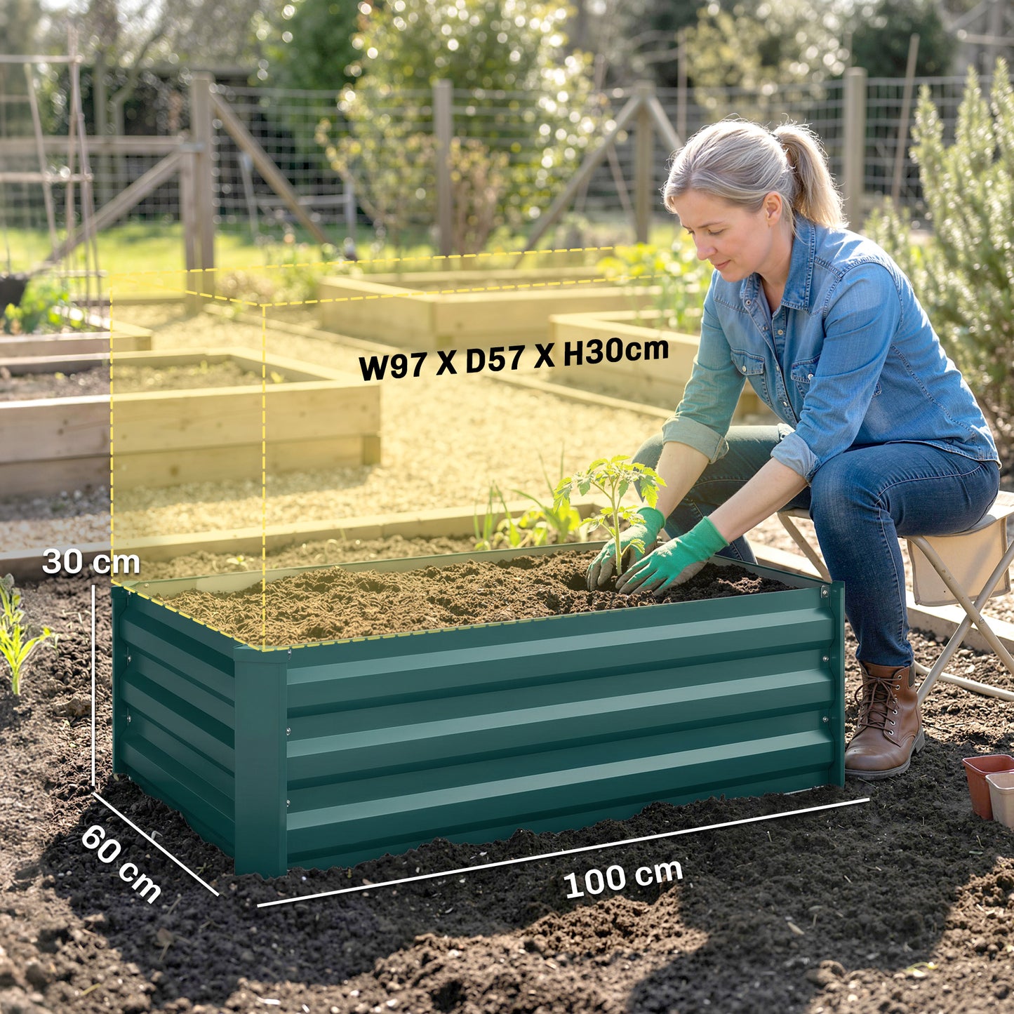 Set of Two 100 x 60cm Steel Planter Boxes (1)
