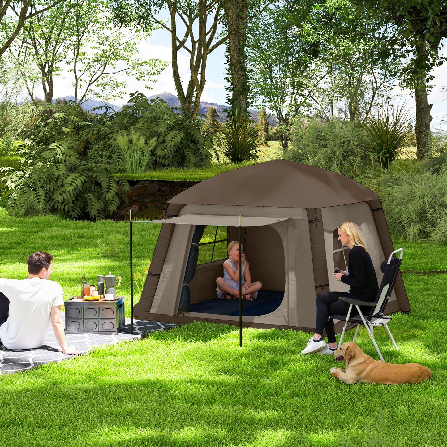 Blow Up Tent w/ Hand Pump, Inflatable Camping Tent
