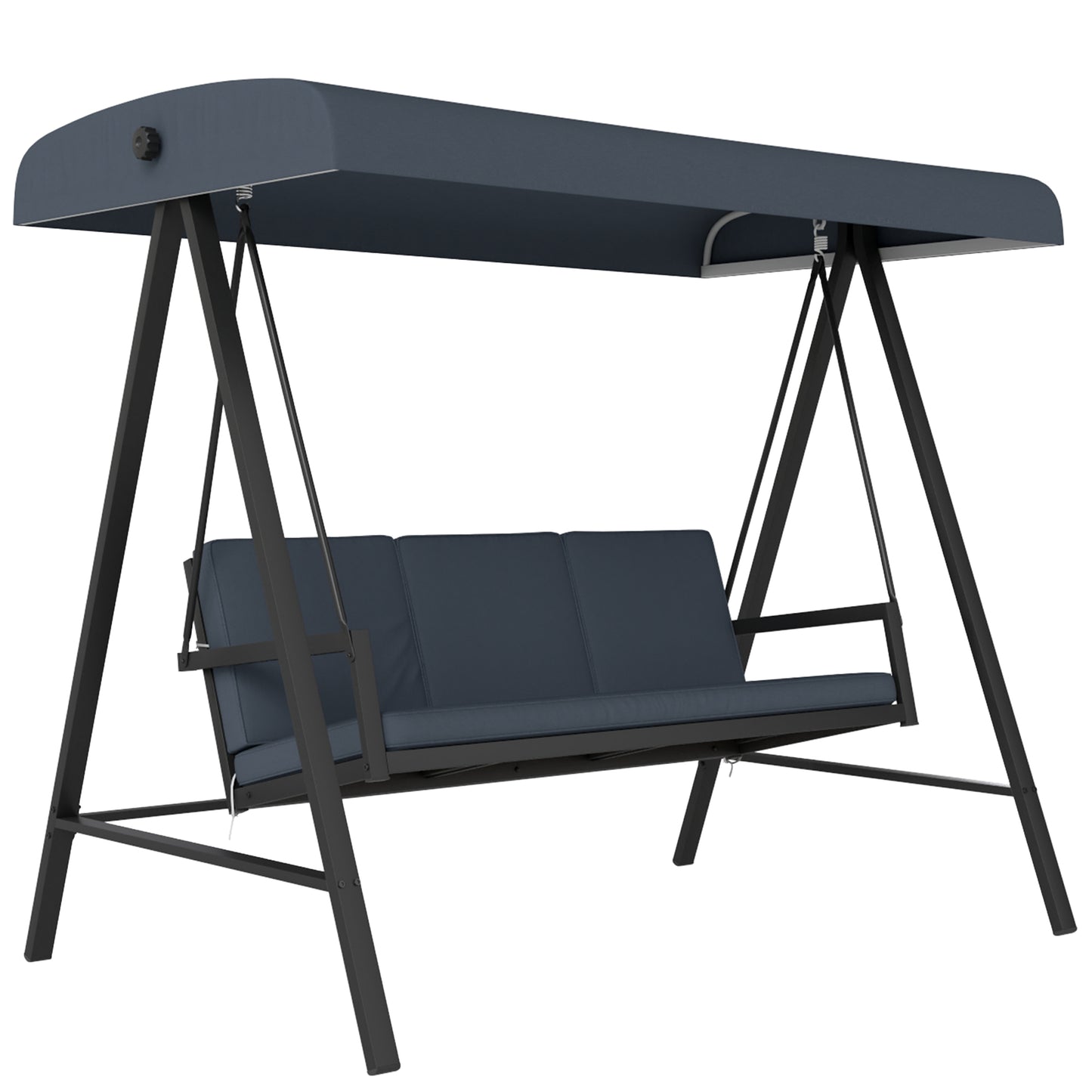 Three-Seat Garden Swing Chair, with Adjustable Canopy