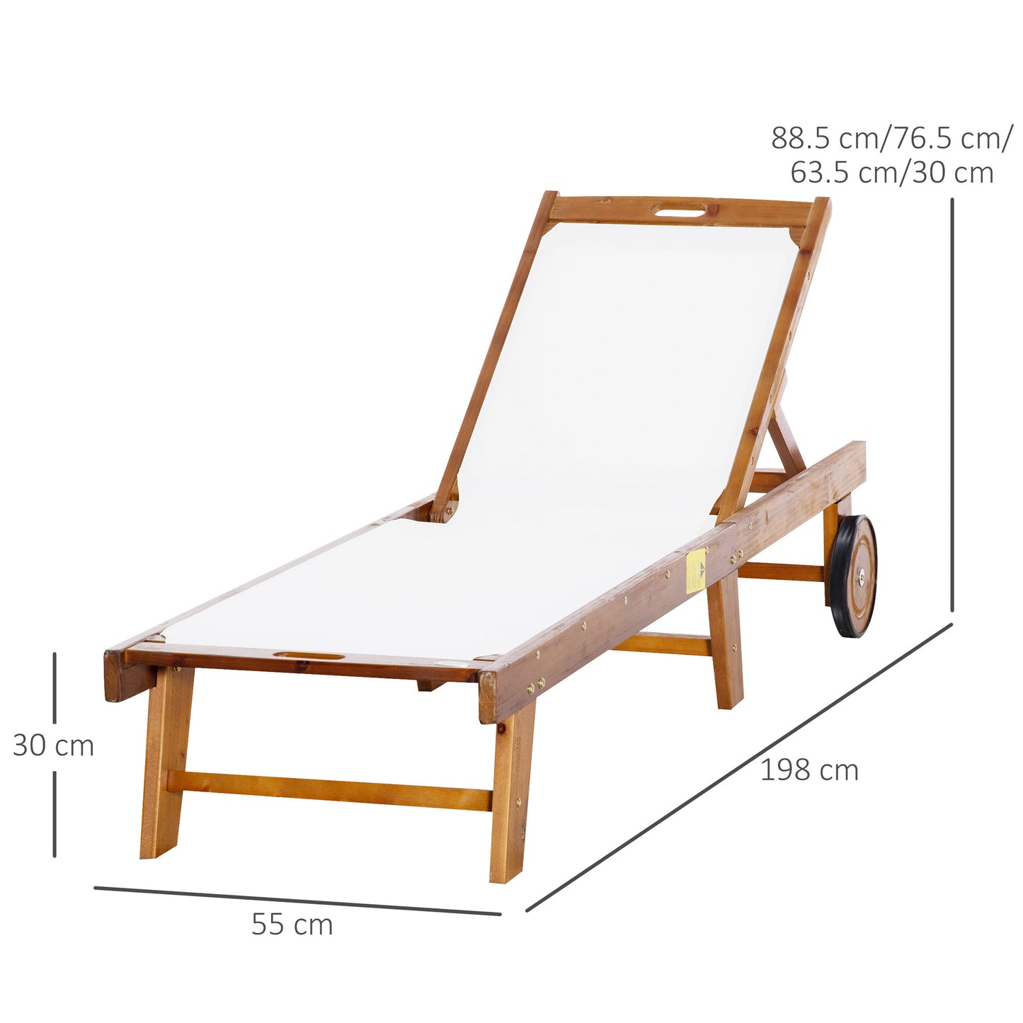 Outdoor Acacia Wood Texteline Beach Sun Lounger Garden Patio Sunbed
